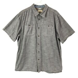 Outdoor Life Mens XXL Gray Short Sleeve Button Up Cotton Utility Collared Shirt